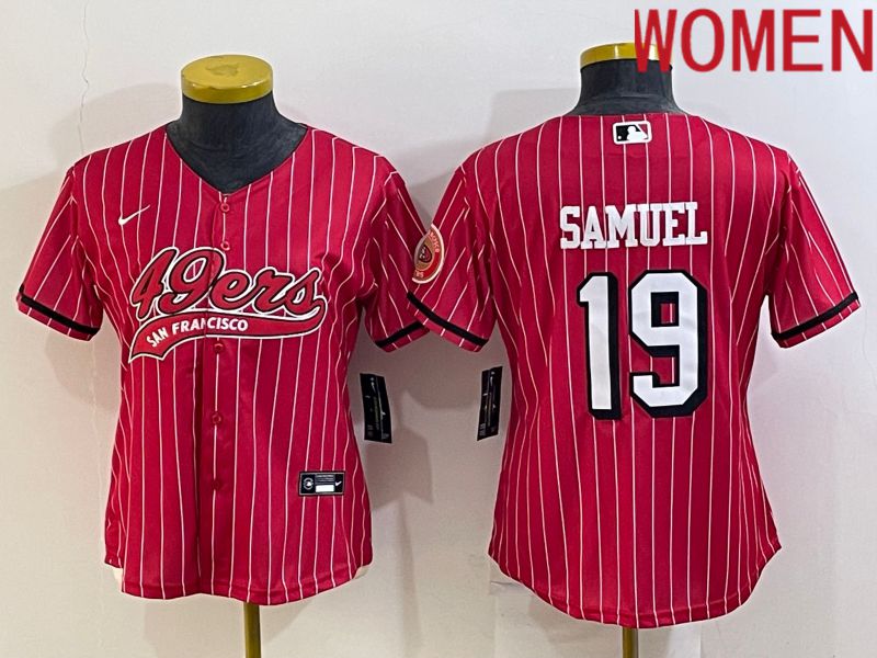 Women San Francisco 49ers #19 Samuel Red Stripe Nike Co branded NFL Jerseys1->pittsburgh steelers->NFL Jersey